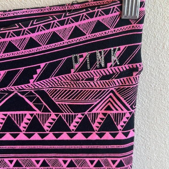Pink Victorias Secret Leggings Size Large Geometric Print Black/Pink High Rise - Picture 3 of 13